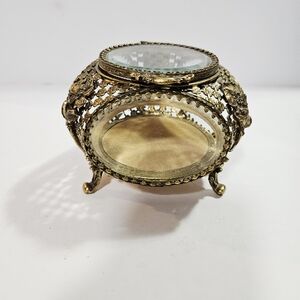 Vintage Matson Ormolu Gilt Jewelry Casket Box "Poppy" Pattern Hollywood Regency